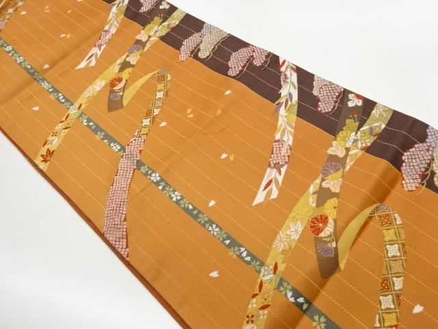 JAPANESE FUKURO OBI / WOVEN FLORAL PLANTS